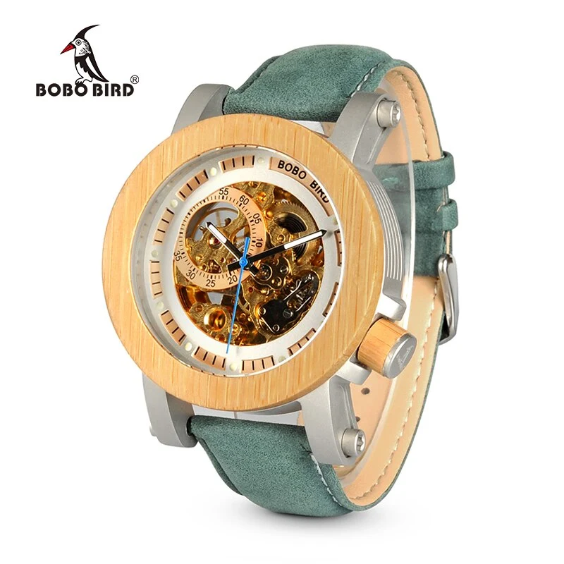 BOBO oiseau montre Vintage Bronze squelette horloge mâle Antique automatique