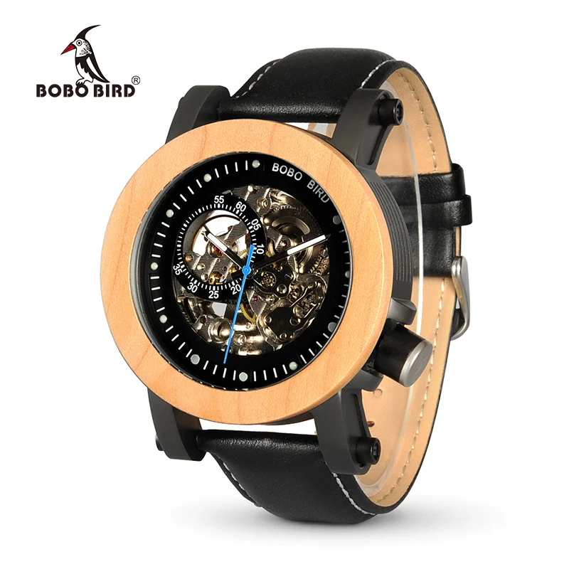 BOBO BIRD hommes montres Vintage Bronze squelette Antique automatique