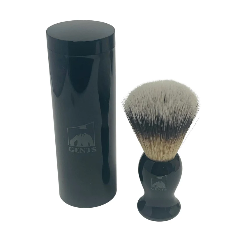 Shaving Brush Synthetic with Travel Tube – 4” Protective Hard Case – Perfect for Travel & Home Use GENTS