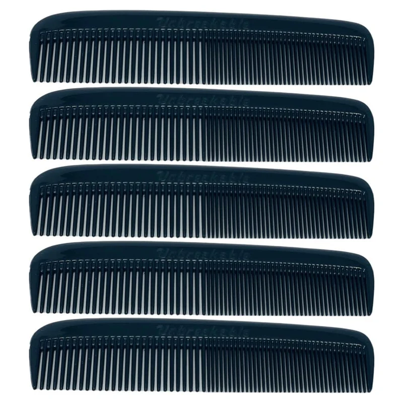 Comb 5" Unbreakable Black Pocket Combs 5 PACK durable Made USA Course Fine or All Fine GENTS
