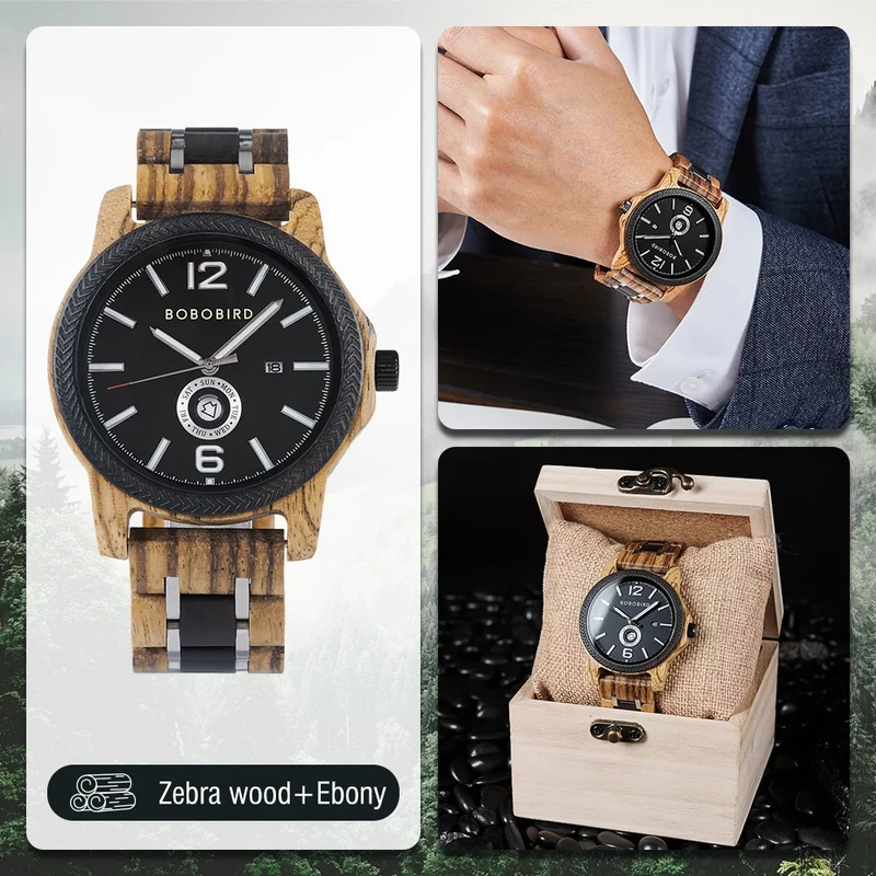 T135 Montre bois chronographe