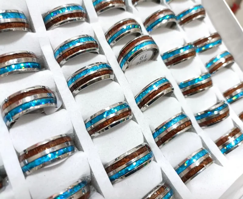 Bague en bois grey & blue