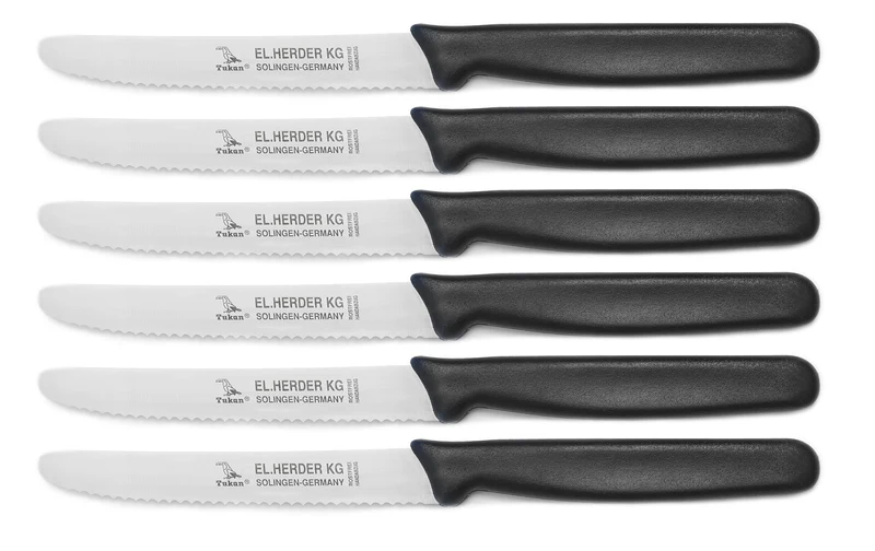 Set 6tlg. Frühstücksmesser PPN Kunststoff mit Welle, Griff schwarz