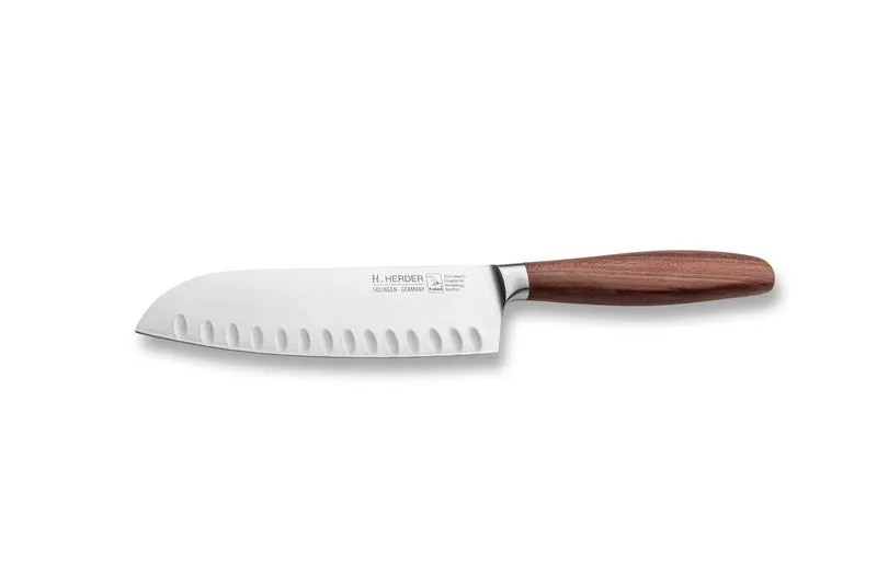Santokumesser Eterno, Pflaumenholz, Klingenlänge 16cm, geschmiedet, Kullenschliff