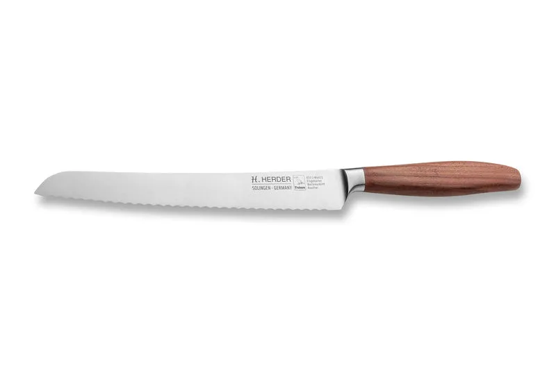 Brotmesser Eterno, Pflaumenholz, Klingenlänge 22cm, geschmiedet, Wellenschliff