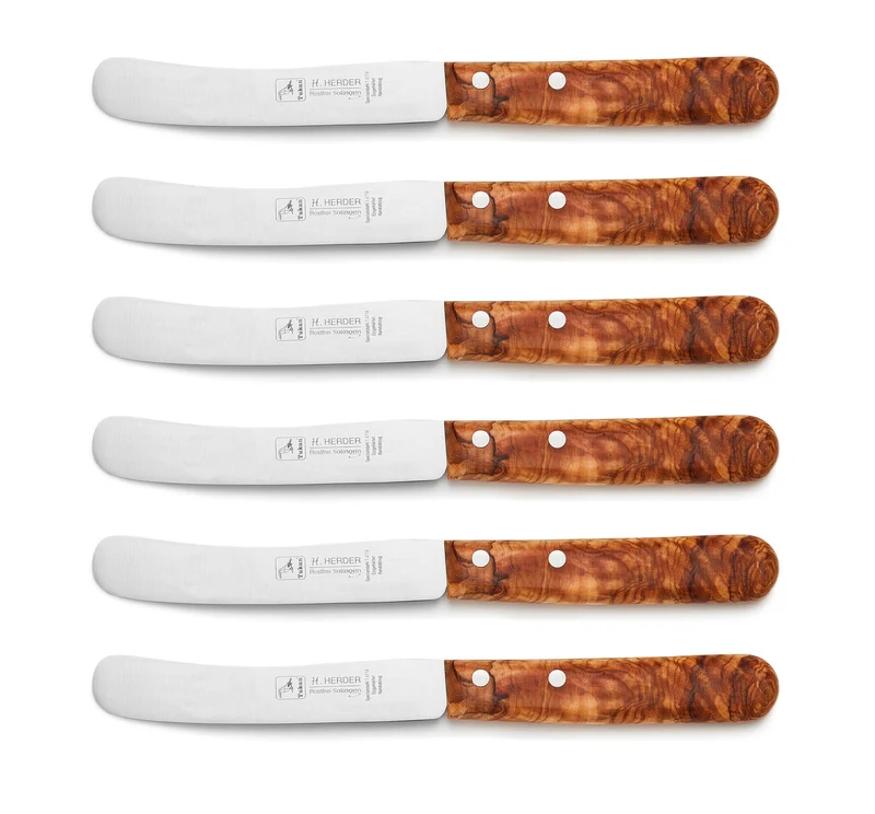Set 6tlg. Frühstücksmesser Olivenholzgriff ohne Welle