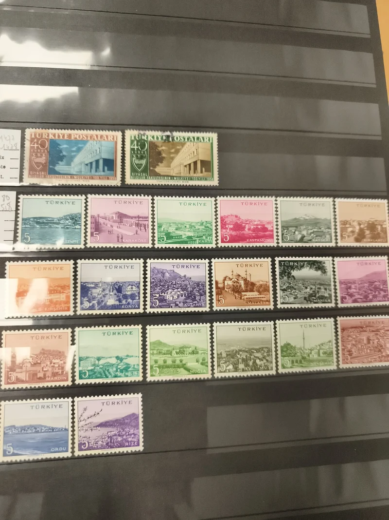 Timbres Turquie Postaları paysages villes lot x20 philatélie couleurs variées