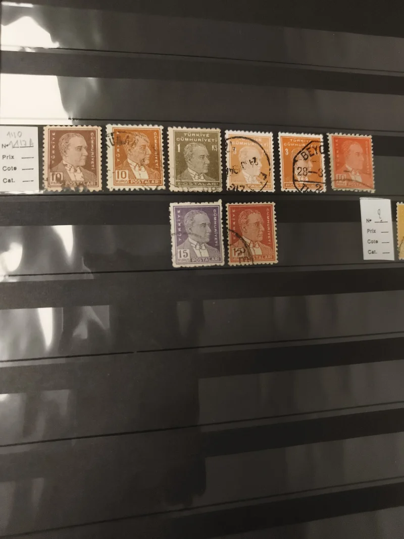 Timbres Turquie Cumhuriyeti portrait Atatürk x8 oblitérés philatélie