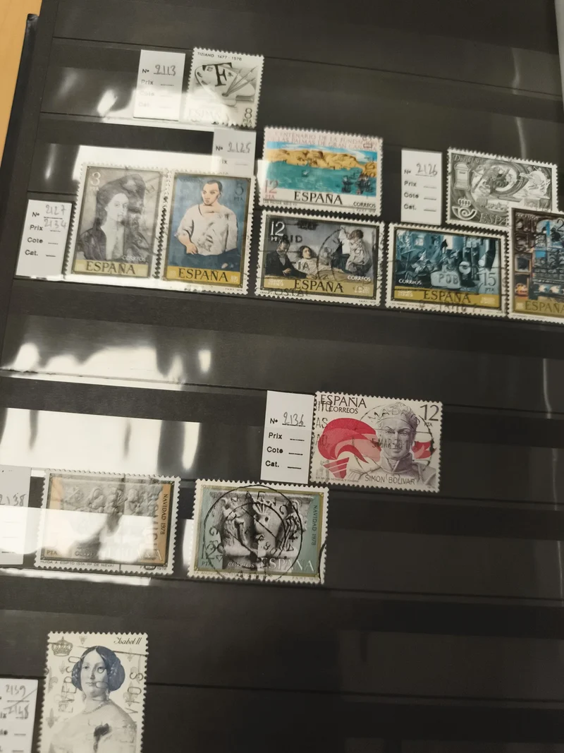 Timbres Espagne oblitérés XXe siècle personnages arts histoire philatélie