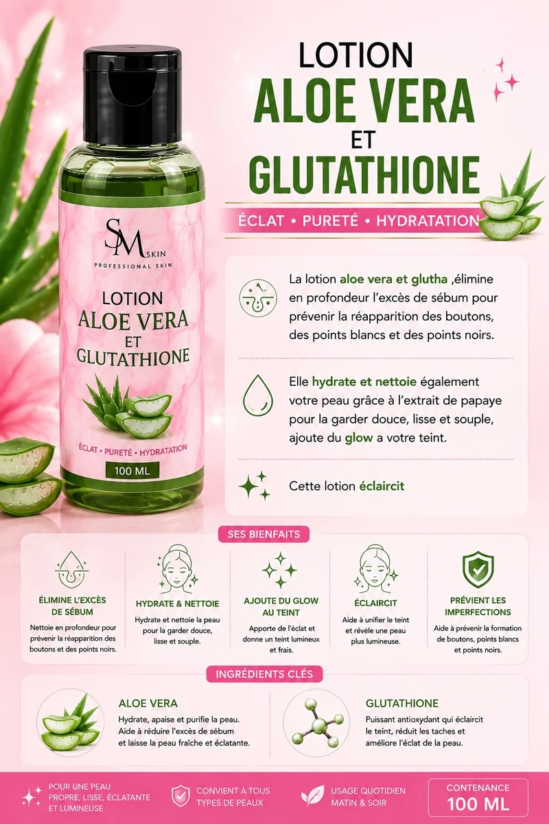 LOTION VISAGE ALOE VERA ET GLUTHATHIONE