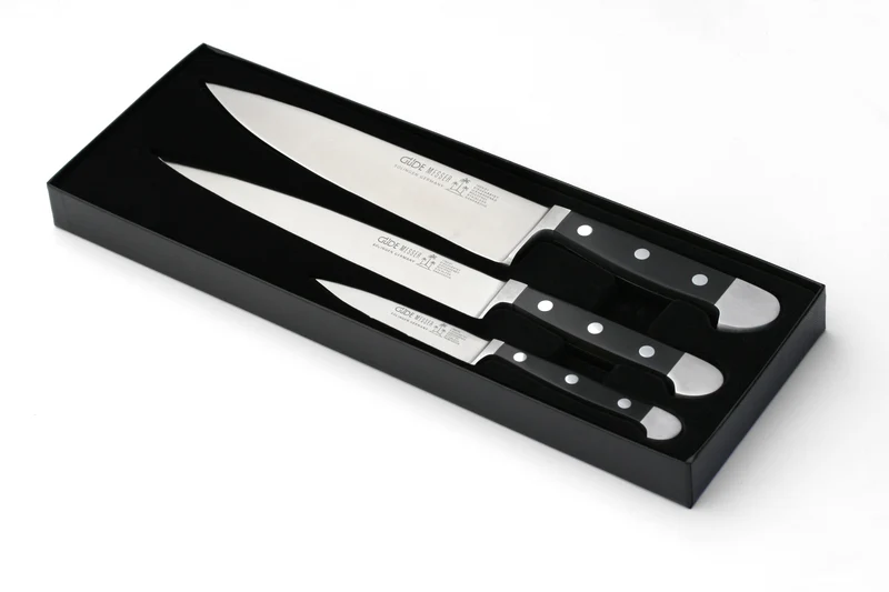 Messersatz 3tlg. im Geschenkkarton, schwarzer Kunststoffgriff