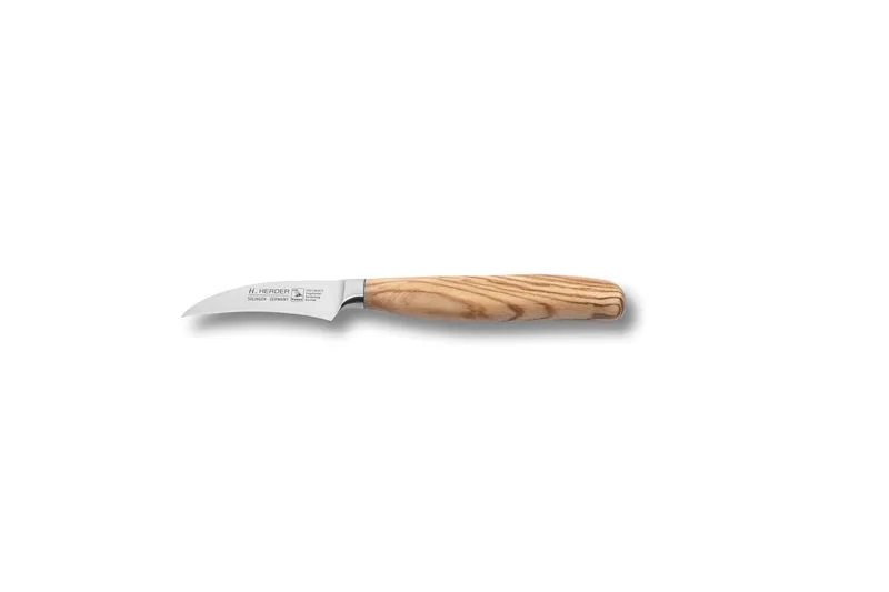 Schälmesser Eterno, Olivenholz, Klingenlänge 7cm, geschmiedet, gebogen