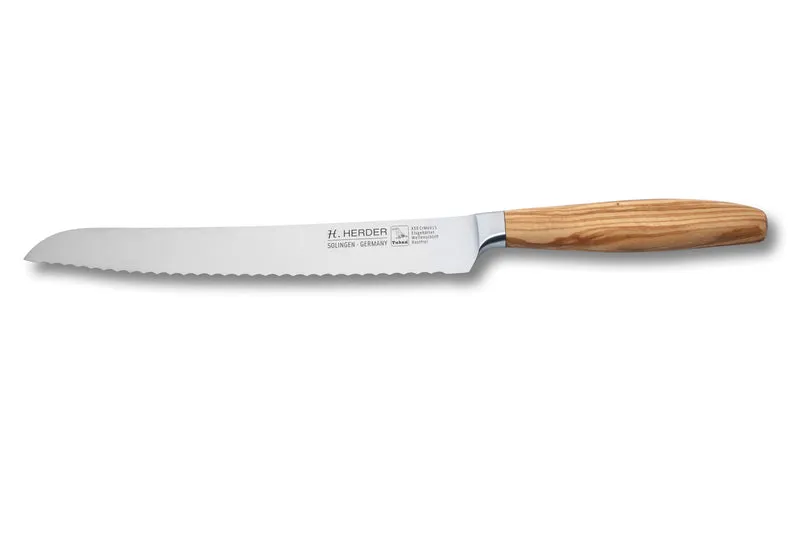Brotmesser Eterno, Olivenholz, Klingenlänge 22cm, geschmiedet, Wellenschliff
