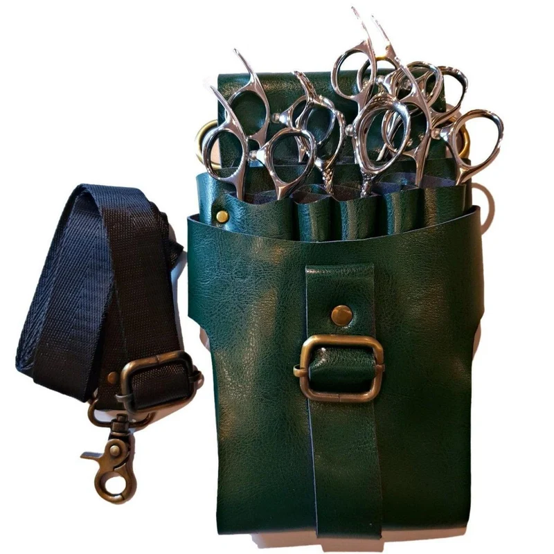 Japan Cisors - 9pcs - Étui à ciseaux en cuir vert
