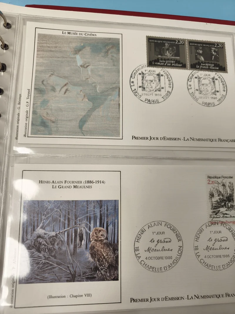 Lot enveloppes premier jour FDC France thèmes cinéma littérature hibou timbres