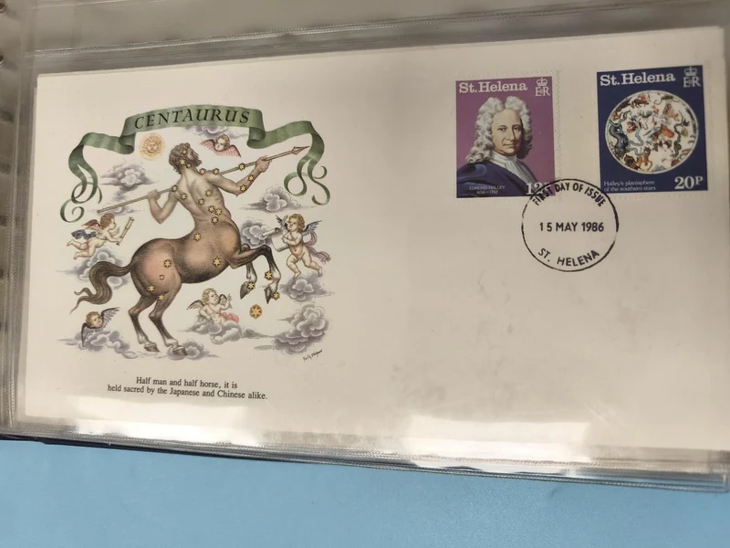 Enveloppe premier jour FDC St Helena Centaurus 1986 timbres Edmond Halley