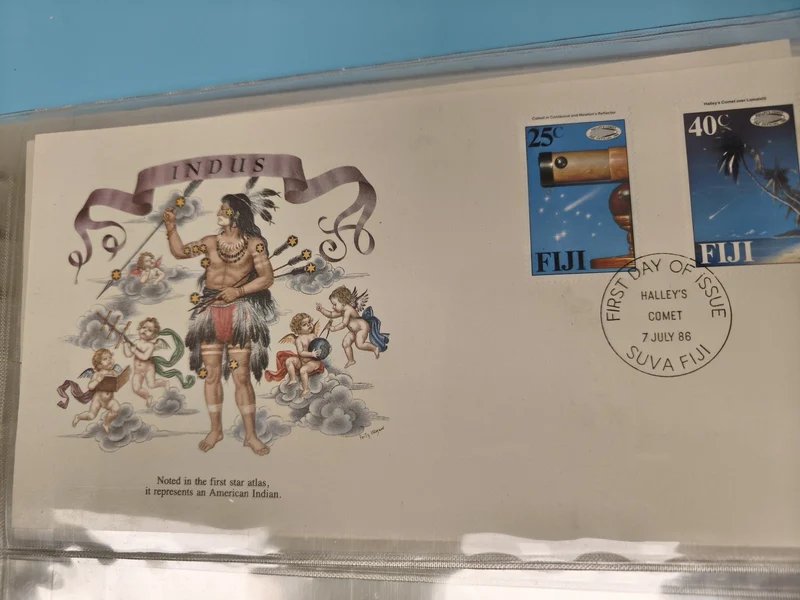Enveloppe FDC premier jour Fiji Halley's Comet 1986 timbres Indus illustration