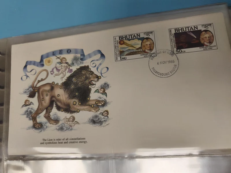 Enveloppe FDC premier jour Bhutan Lion LEO timbres astrologie 1986 astrologique
