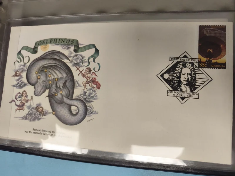 Enveloppe premier jour FDC Australie 1986 Delphinus timbre 33c Halley
