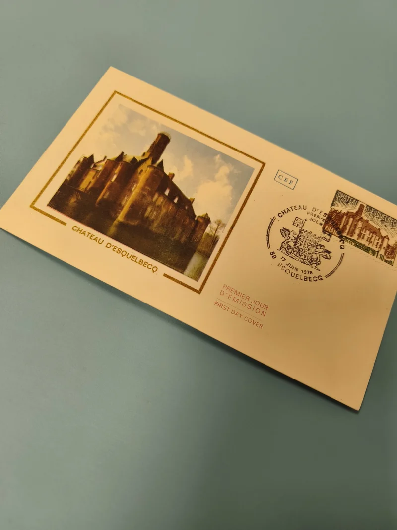 Enveloppe FDC premier jour Château d'Esquelbecq illustration couleur (Ref 10)