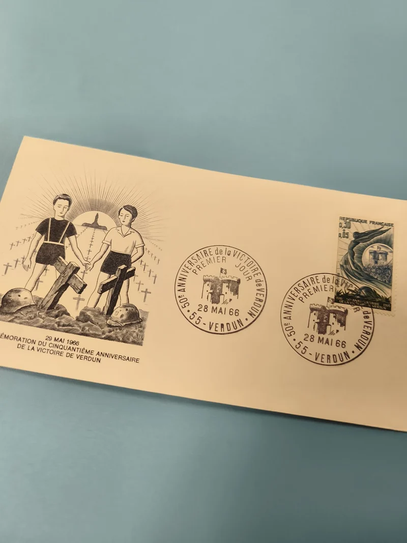 Enveloppe premier jour FDC Verdun 1966 illustration commémorative timbre France