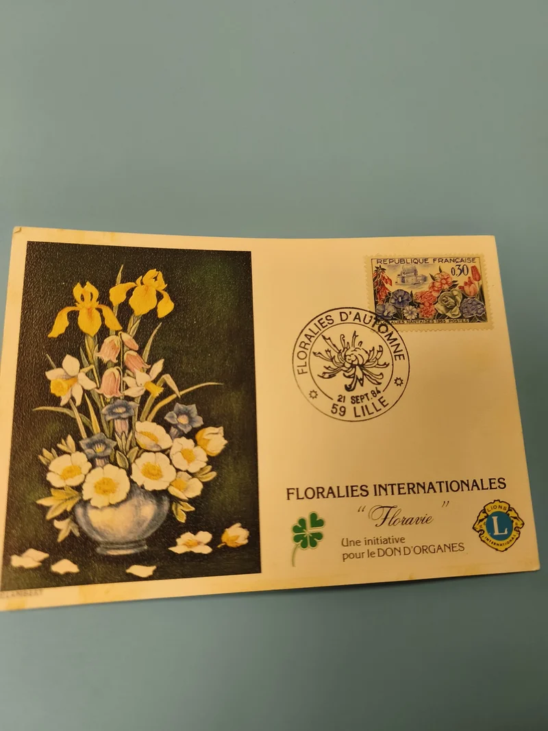 Enveloppe FDC premier jour Floralies Internationales Lille fleurs timbre 1984