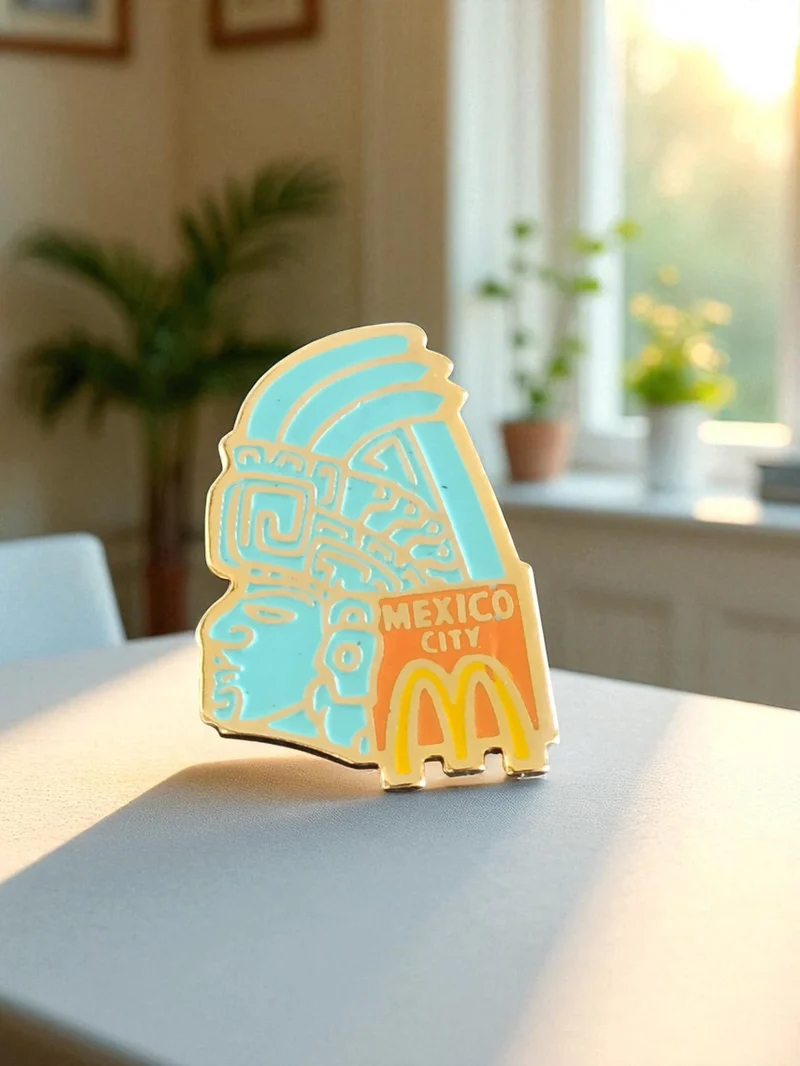 Pin's McDonald's Mexico City vintage émail ? Aztec rétro publicité fast-food