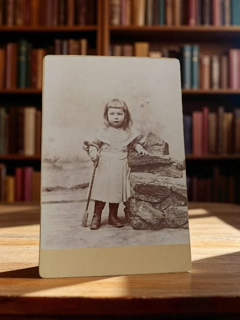 Photographie ancienne cabinet de curiosités XIXe siècle portrait enfant vintage