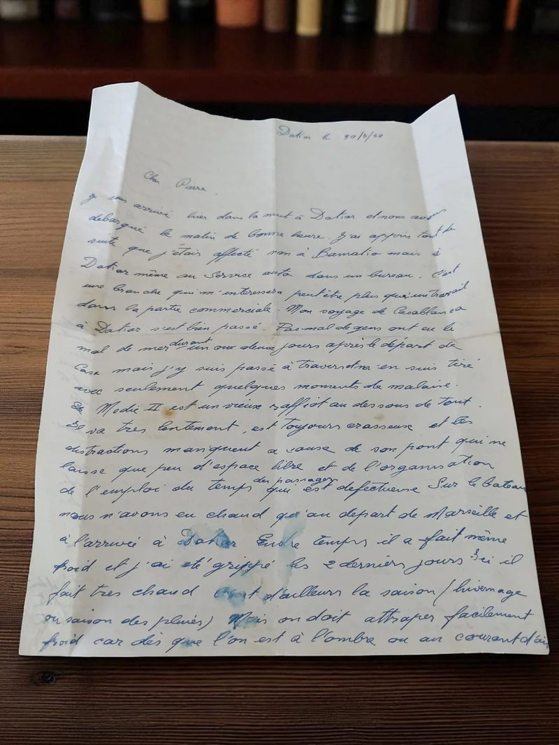 Lettre manuscrite ancienne 1950 vintage post-WW2 adressée à Pierre collection