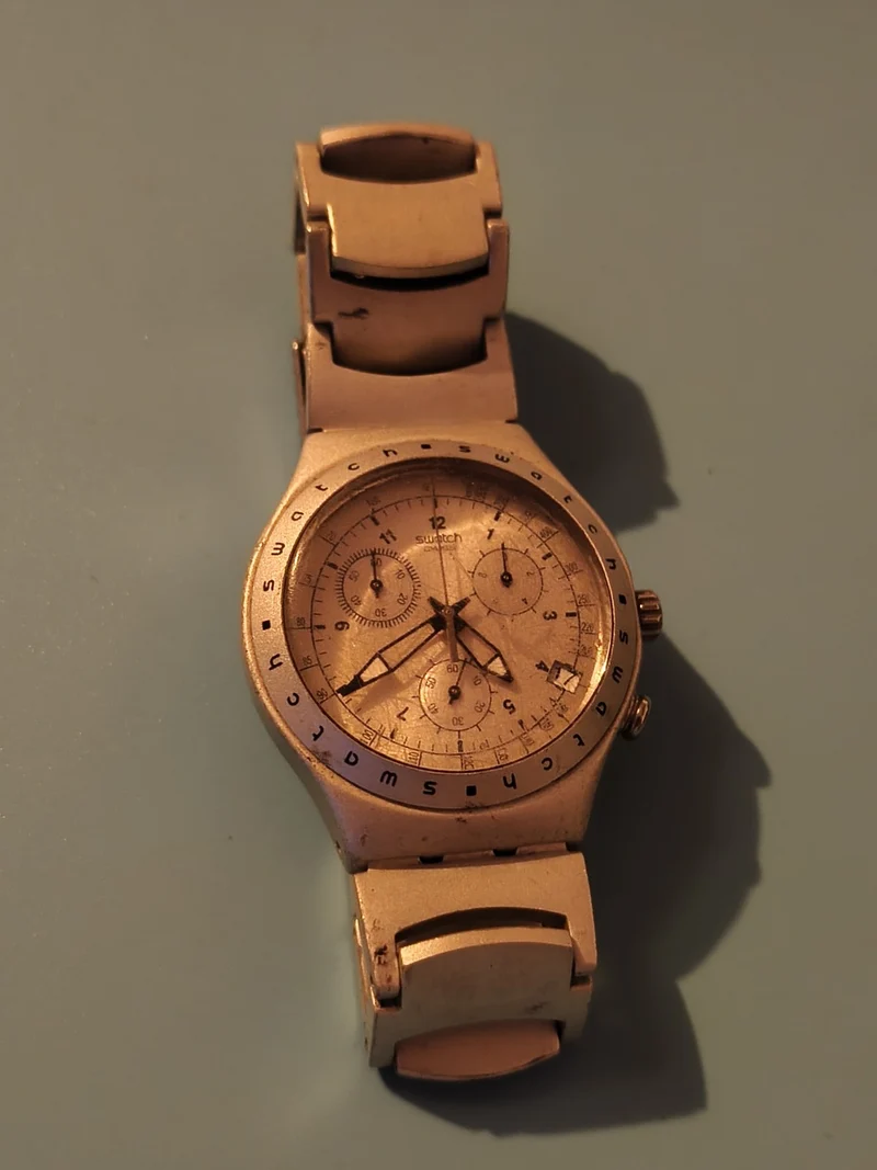 Montre Swatch Irony aluminium homme/femme, bracelet métal, montre occasion