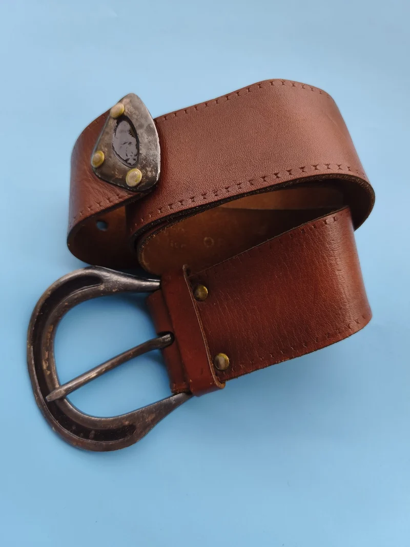 Ceinture vintage en cuir véritable Joel Ronez ancienne taille 80 rétro collectio