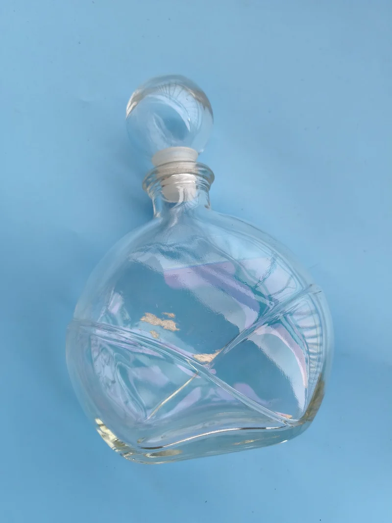 Flacon ancien parfum vide rétro, grand format, collection décoration vintage