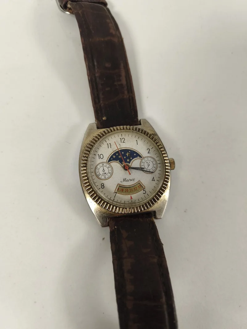 Montre homme mécanique vintage Marco ancienne, montre-bracelet rétro collection