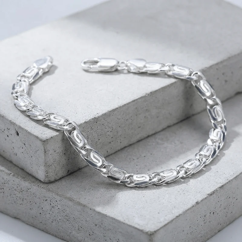 Bracelet Gourmette Homme Argent Maille Escargot