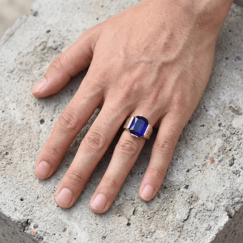 Bague Chevalière Homme Originale Or Lapis Lazuli