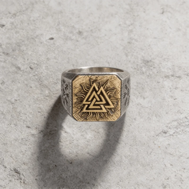 Bague Chevalière Viking Homme Argent Massif 925 Valknut