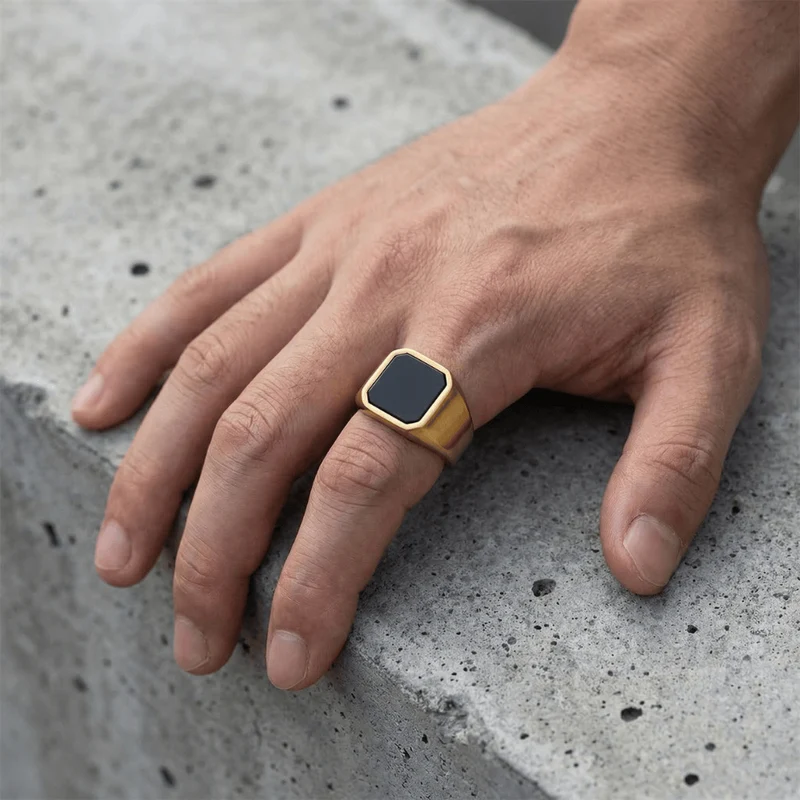 Chevalière Homme Onyx Lapis Lazuli Acier