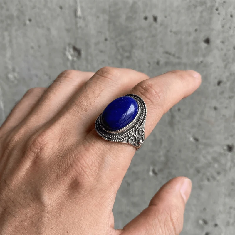 Chevalière Argent Massif Homme Lapis Lazuli
