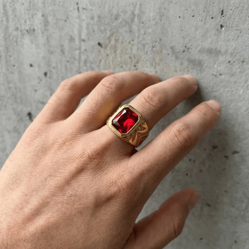 Chevalière Rubis Homme Or