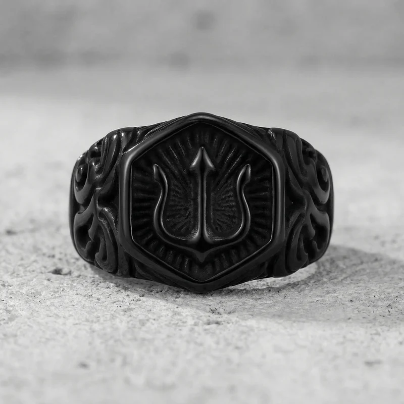 Bague Chevalière Viking Homme Noire