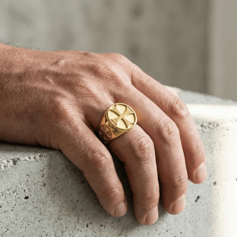 Bague Chevalière Homme Croix Acier Inoxydable