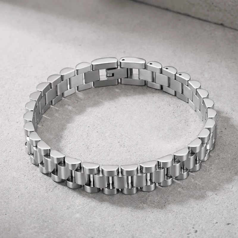 Bracelet Gourmette Homme Maille Large Fermoir Déployant