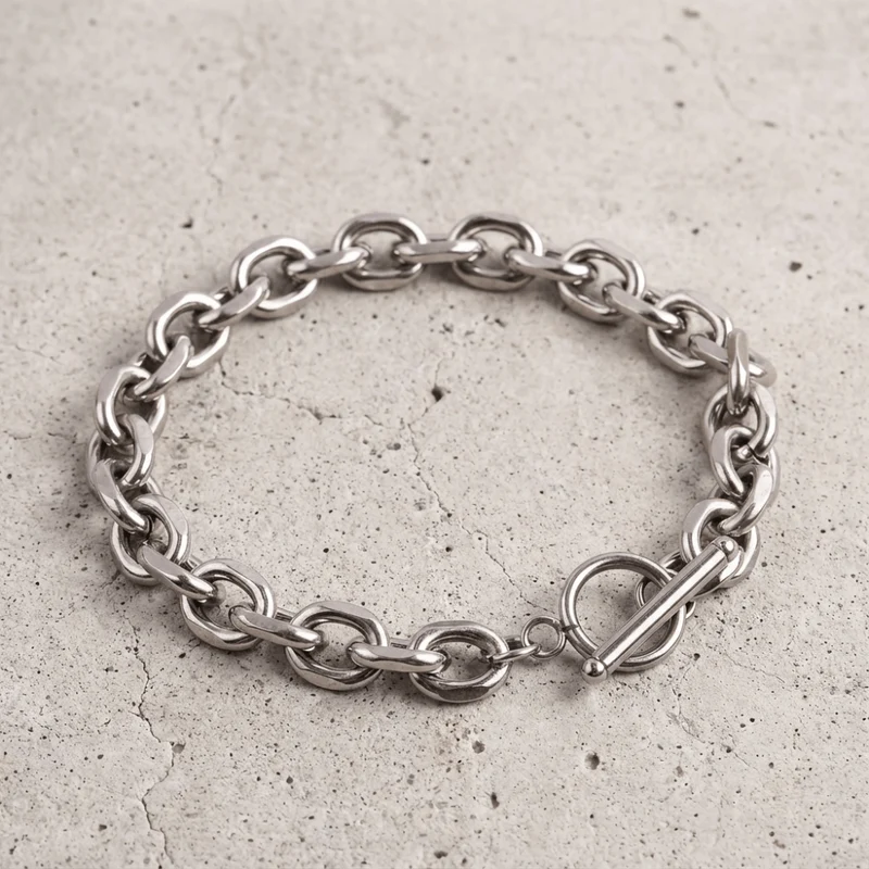 Bracelet Gourmette Homme Fermoir Bascule Acier Inoxydable