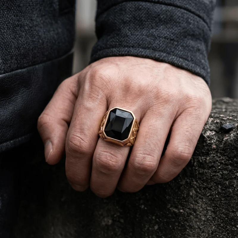 Bague Chevalière Homme Or avec Pierre