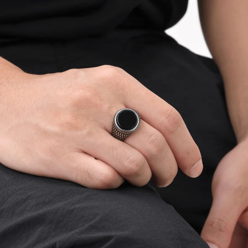Chevalière Homme Pierre Bague Argent