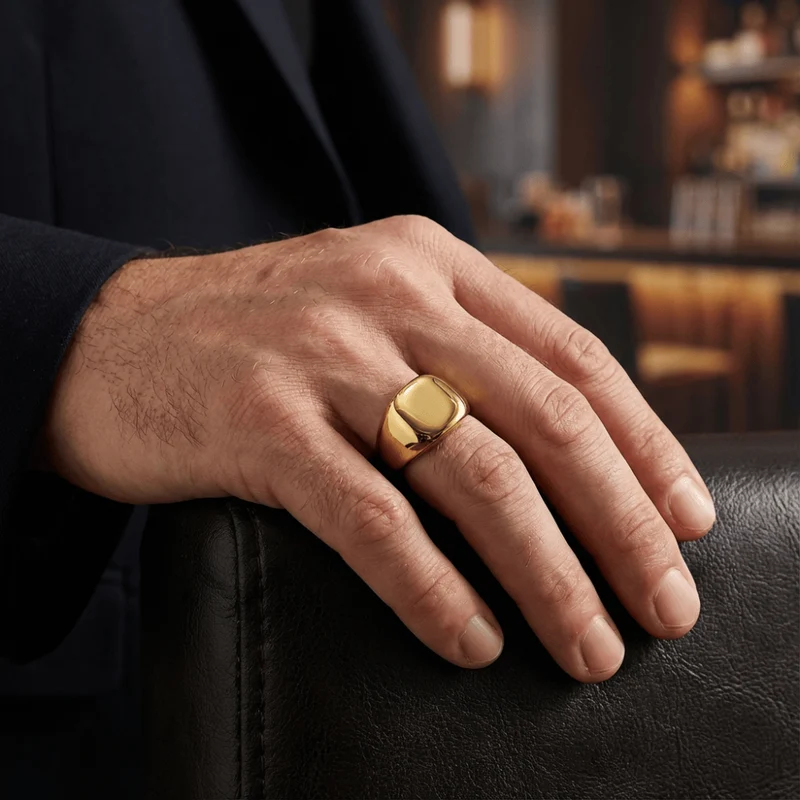 Bague Chevalière Homme Moderne Acier Inoxydable