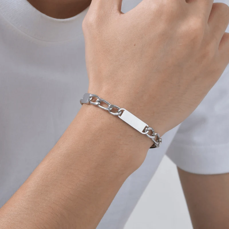 Gourmette Homme Argent Prénoms Gravés Personnalisable