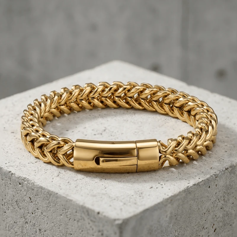 Gourmette Homme Luxe Bracelet Maille Franco Acier