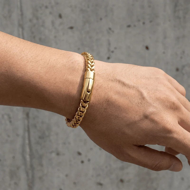 Gourmette Homme Luxe Bracelet Maille Franco Acier