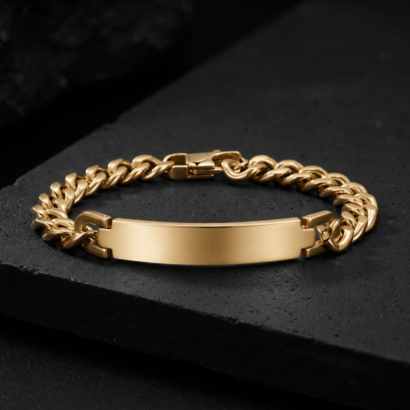 Gourmette Homme à Graver Prénom Bracelet Acier Inoxydable
